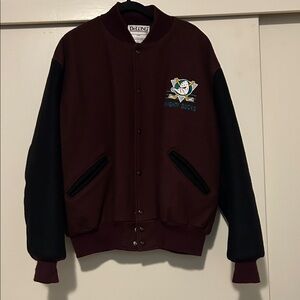 Mighty Ducks Hockey DeLONG Wool Men's Bomber Jacket - Black